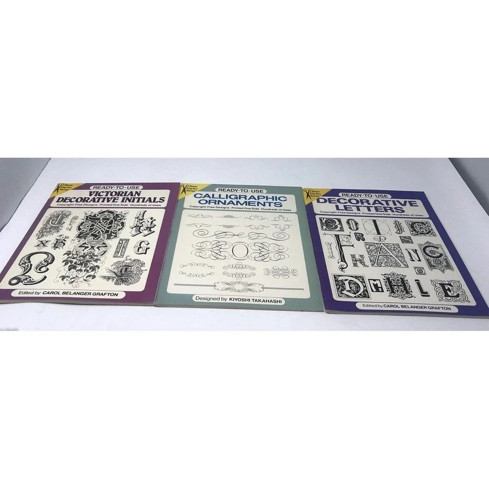 Vintage Dover Ready-to-Use Clip Art Books Lot of 3 NOS Decorative Letters 1990